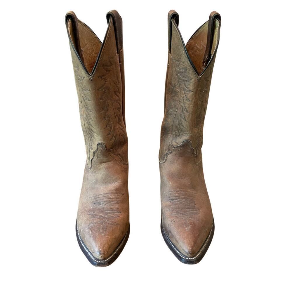 Justin Western Cowboy Boots Brown Leather 7.5 C USA